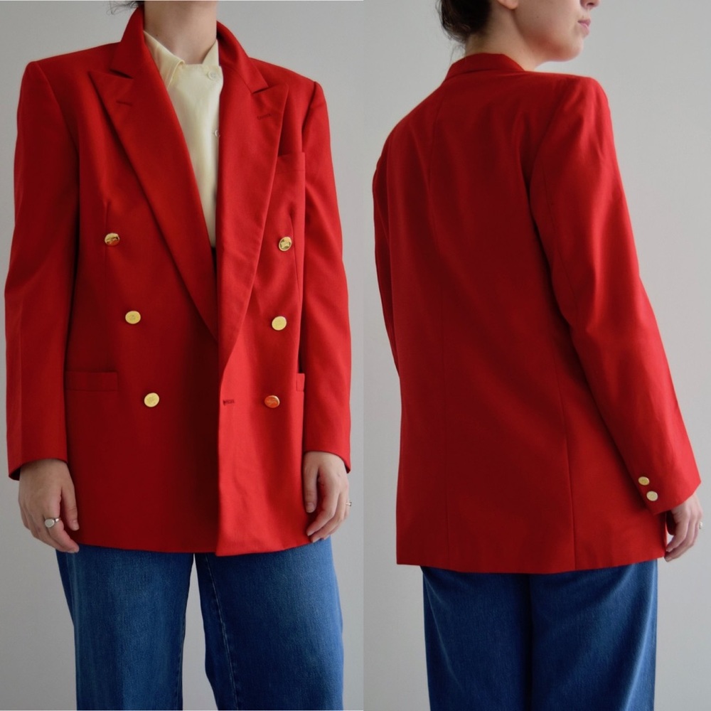 Burberry // Vintage Red Wool Blazer